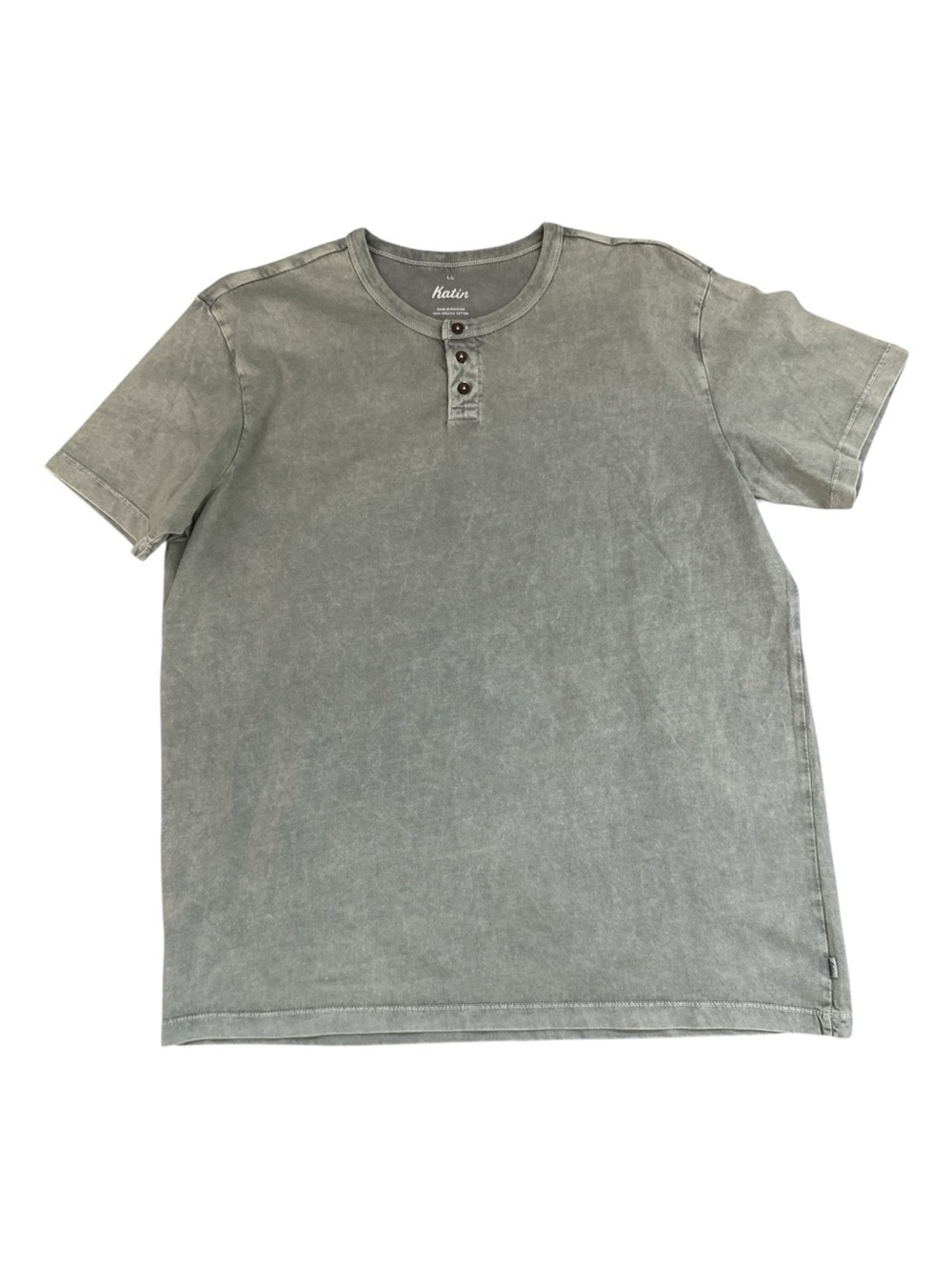 Katin Stonewashed Grunge Henley Tee | Grey | Large